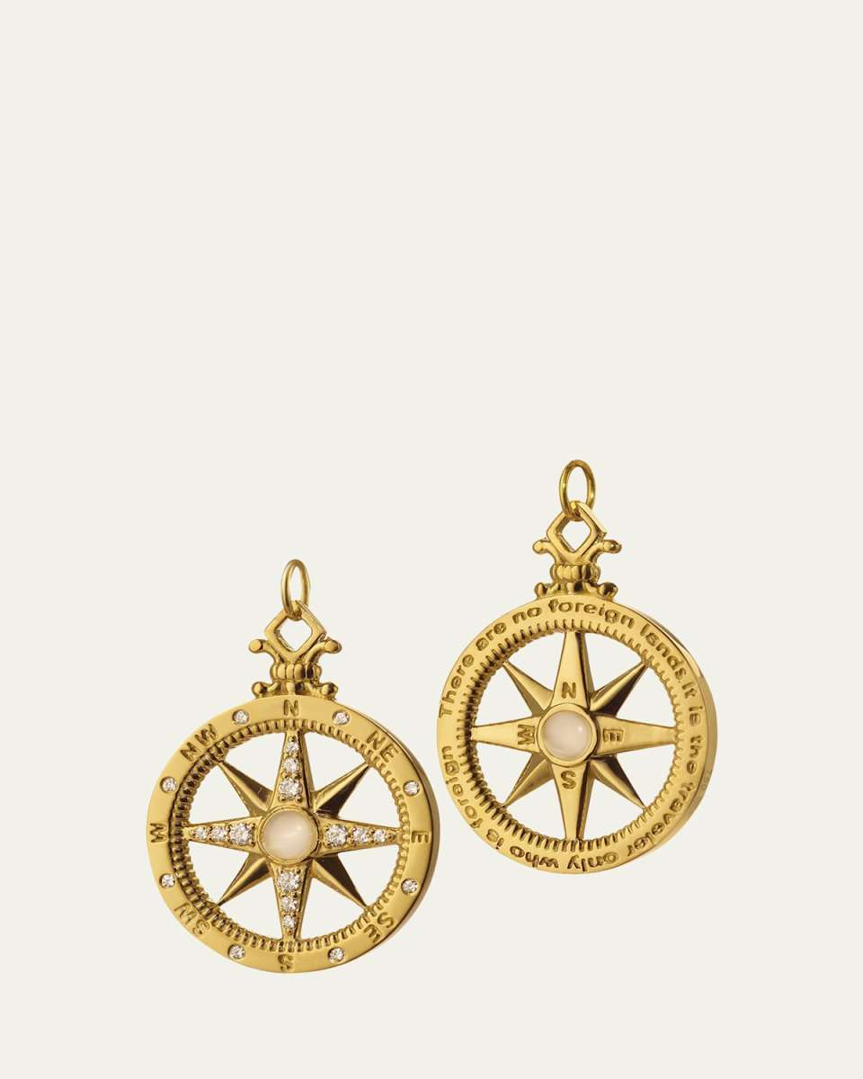 18K Yellow Gold Compass Charm with Diamonds